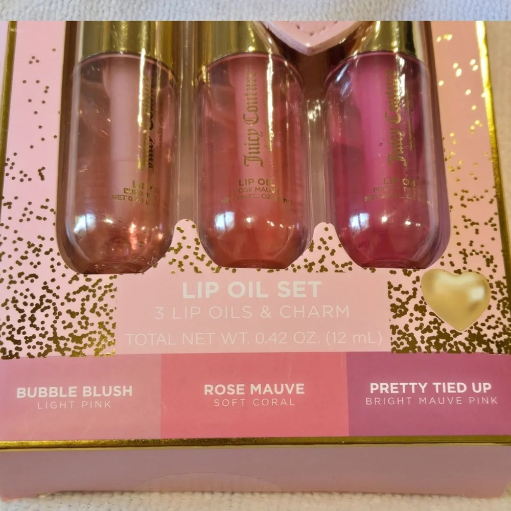 Juicy Couture Lip Oil Trio — Light Pink, Coral, Mauve
